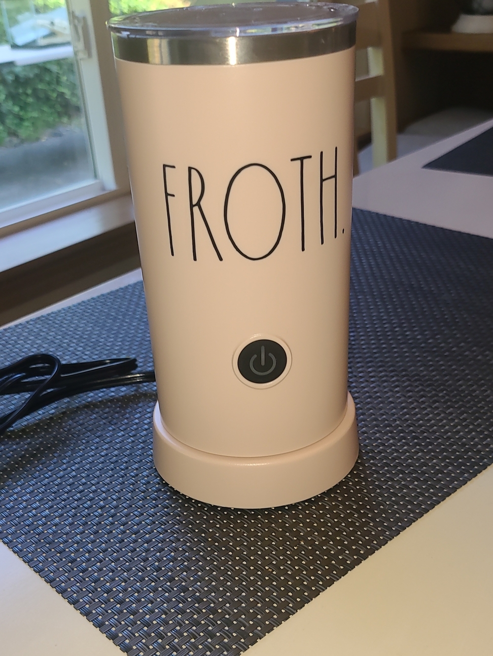 Rae Dunn Pink 'FROTH.' Electric Milk Frother
